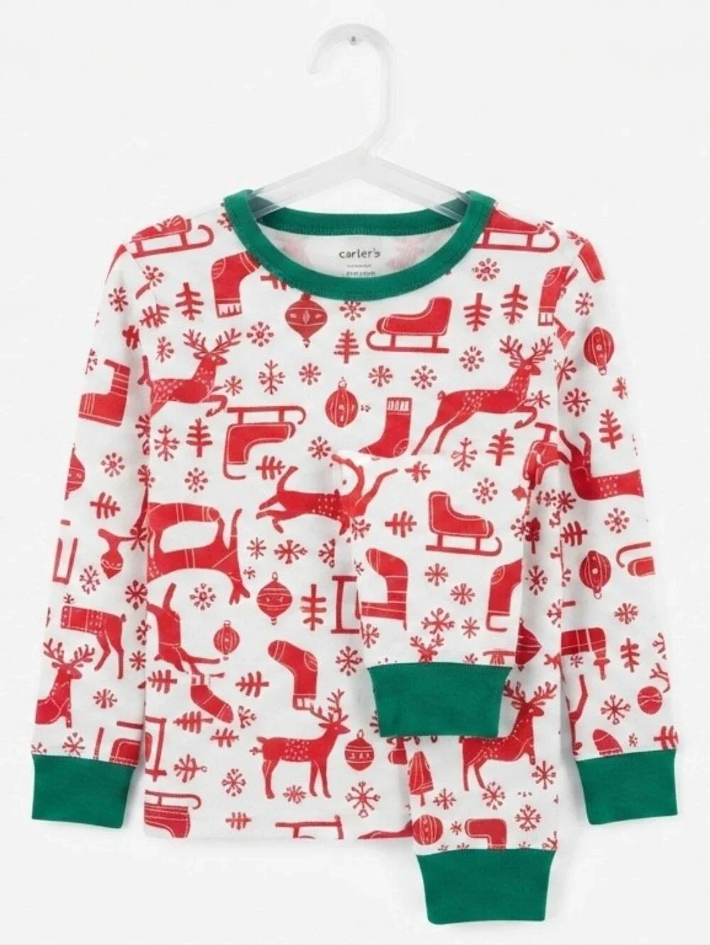 ​Carter's Kids Christmas Holiday Pajama Set Size 10/10A Reindeer Sleigh